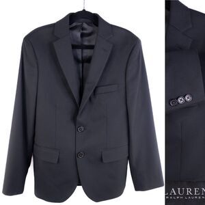 Lauren Ralph Lauren Boys Sports Coat Jacket Navy 12R Solid Black 2-Button